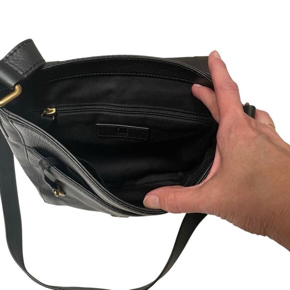 Frye Leather Crossbody Bag Claude Messenger Pebbled Black - Picture 9 of 15